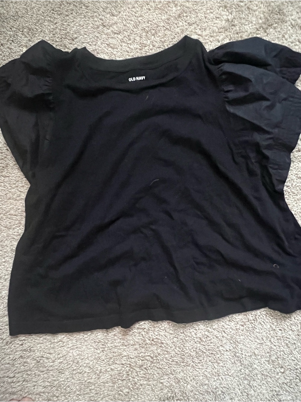 Old Navy Black Puff Sleeve Scoop Neck Tee